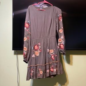 Green embroidered dress